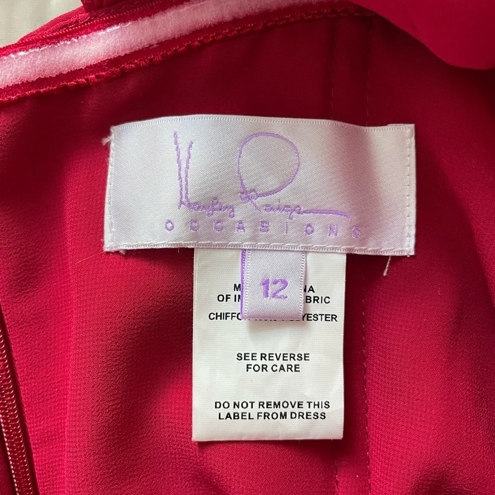 NWT Hayley Paige Occasion Dress. Style #5661 in color Crimson. Womens Size 12 - Picture 7 of 10